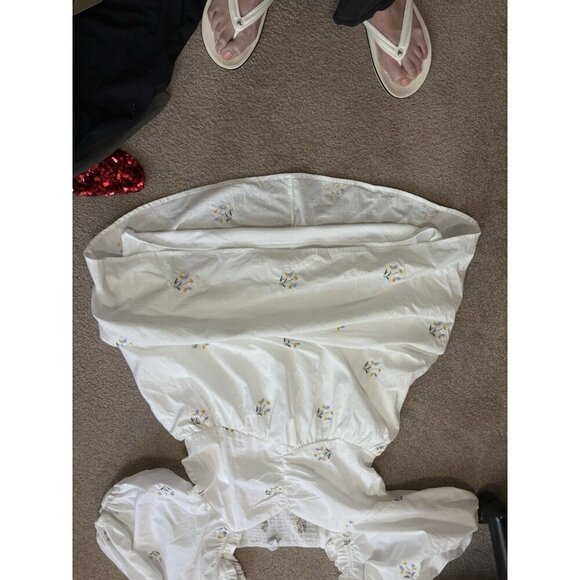 Chicsoul Dress White smocked back Floral Design Top Lined Womens Size 1X NEW - Picture 9 of 9